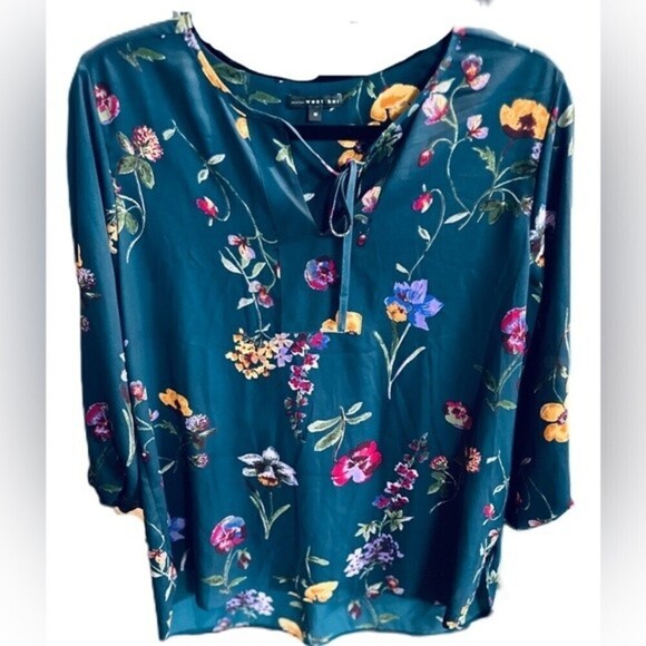 West‎ K (Kei) Floral Print Top 3/4 Sleeve Size M - Picture 3 of 10